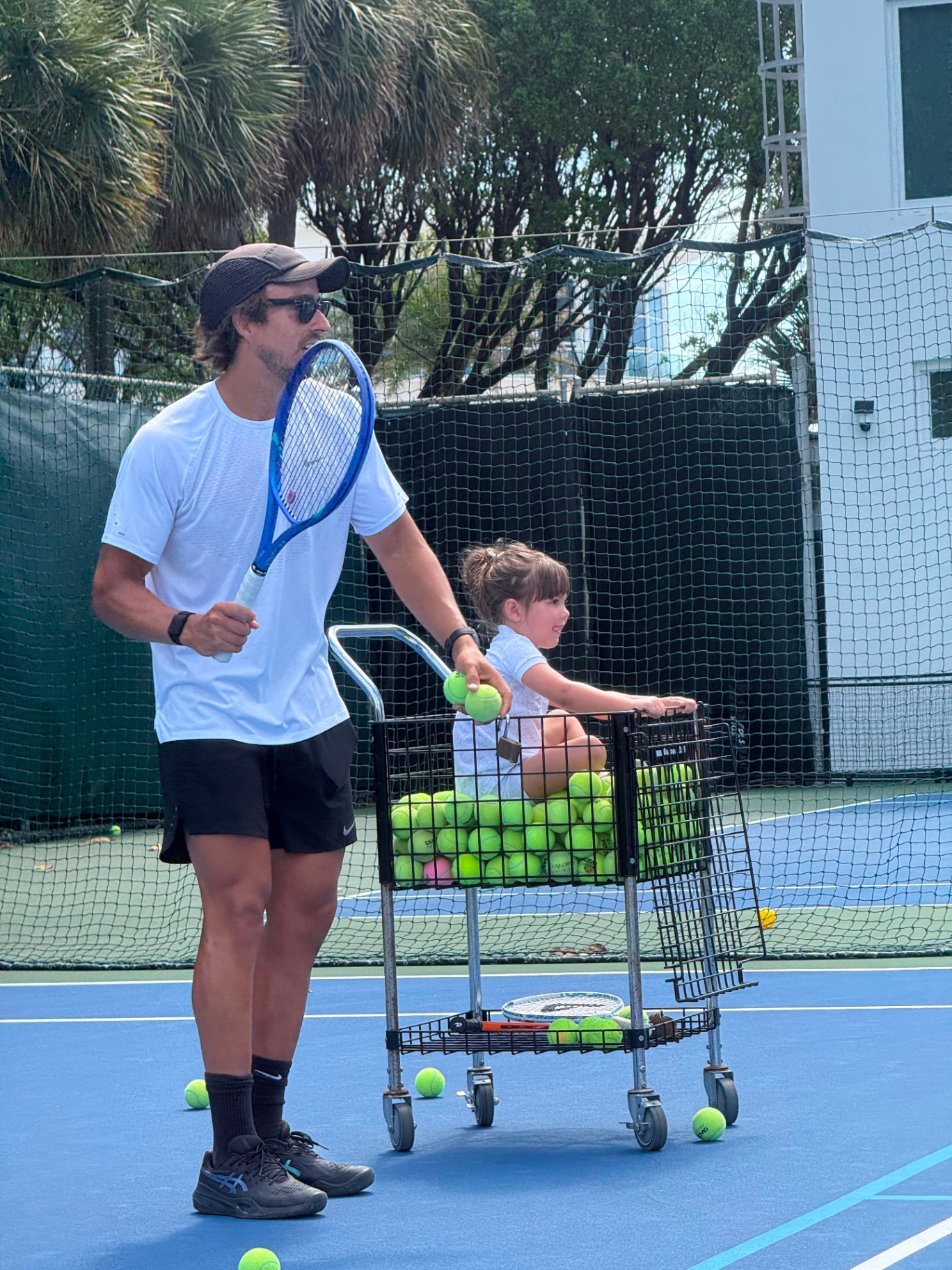 Aaron Stafuza on court during a private lesson in Miami Beach
